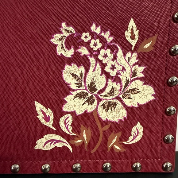 WHBM Red Studded Floral Clutch • Wristlet Bag • Elegant & Edgy - Picture 5 of 7